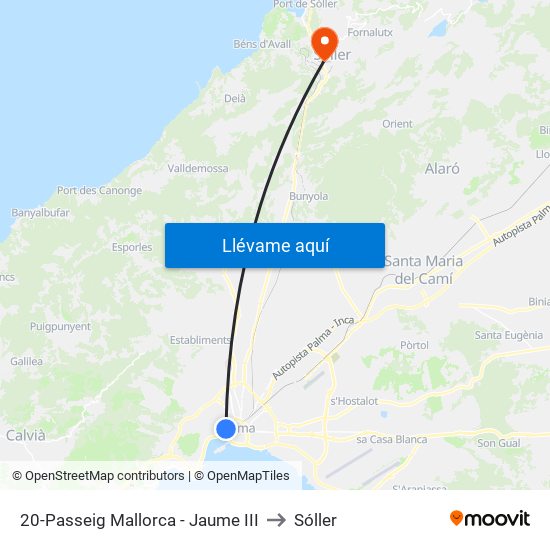 20-Passeig Mallorca - Jaume III to Sóller map