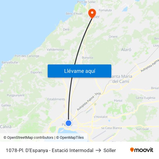 1078-Pl. D'Espanya - Estació Intermodal to Sóller map