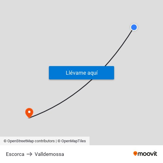 Escorca to Valldemossa map