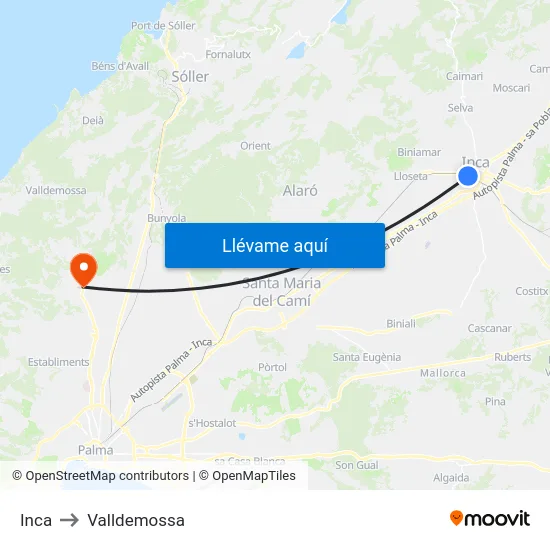 Inca to Valldemossa map