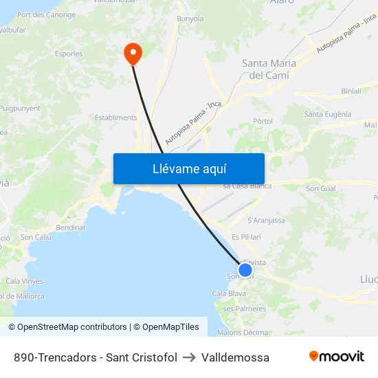 890-Trencadors - Sant Cristofol to Valldemossa map