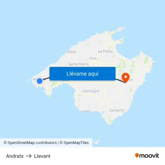 Andratx to Llevant map