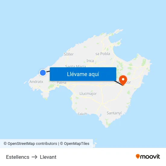 Estellencs to Llevant map
