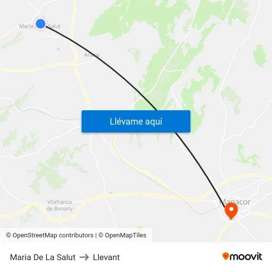 Maria De La Salut to Llevant map