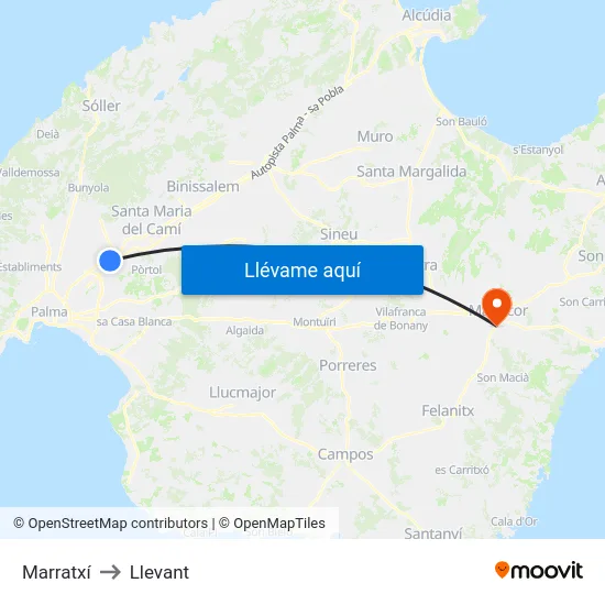 Marratxí to Llevant map