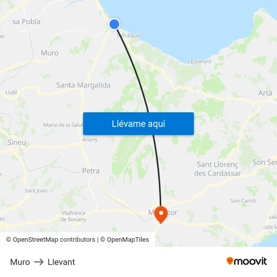 Muro to Llevant map