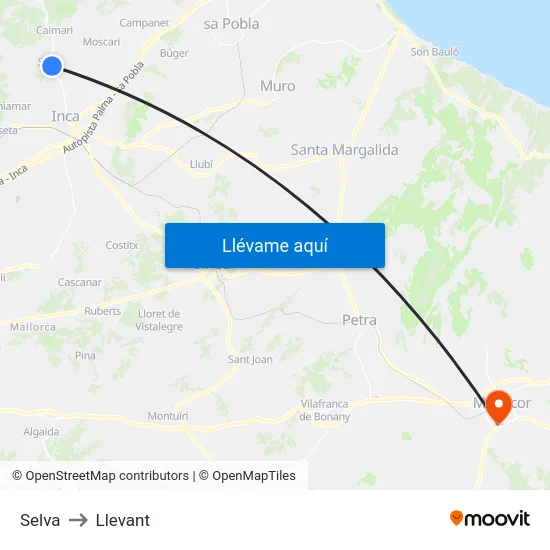 Selva to Llevant map