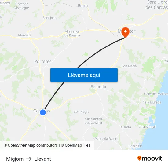 Migjorn to Llevant map
