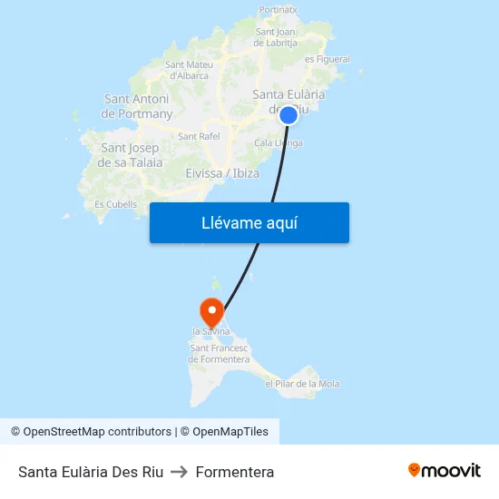 Santa Eulària Des Riu to Formentera map