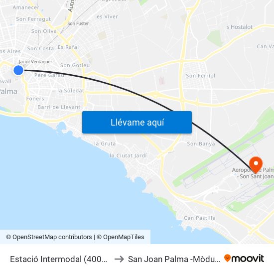 Estació Intermodal (40036) to San Joan Palma -Mòdul C map