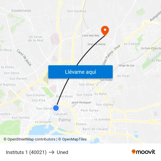 Instituts 1 (40021) to Uned map