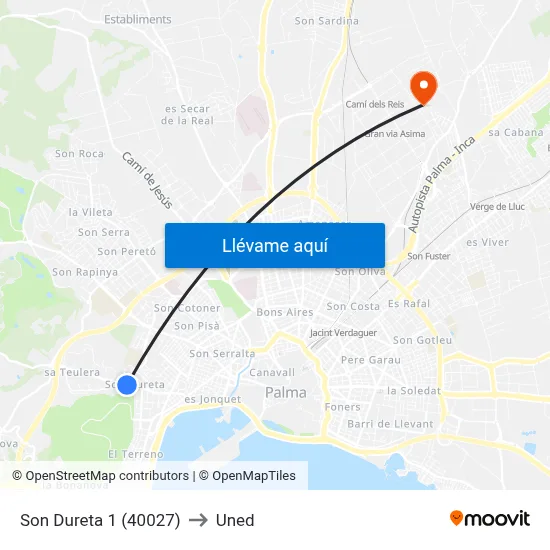 Son Dureta 1 (40027) to Uned map