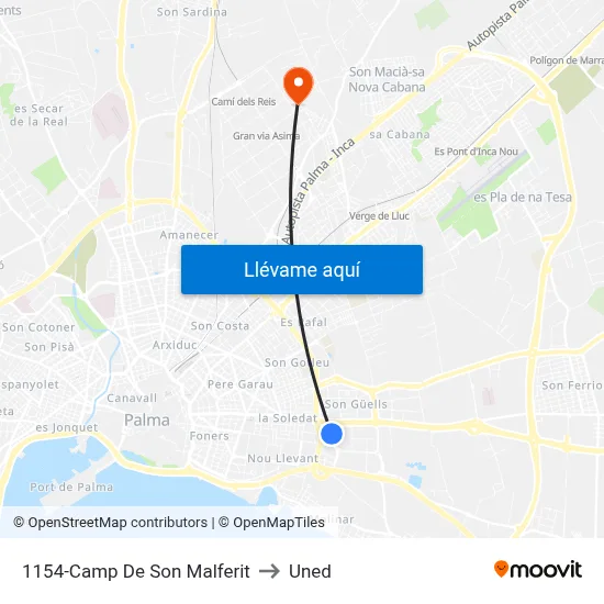 1154-Camp De Son Malferit to Uned map