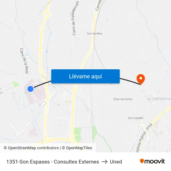 1351-Son Espases - Consultes Externes to Uned map
