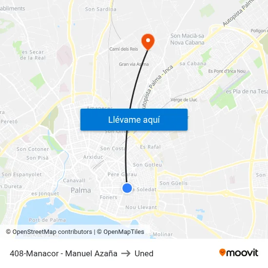 408-Manacor - Manuel Azaña to Uned map