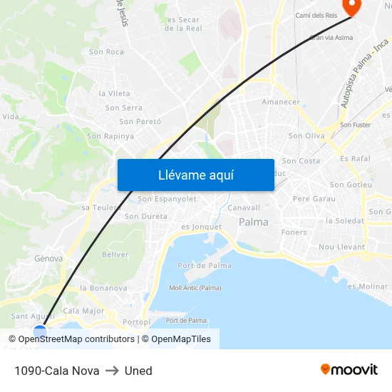 1090-Cala Nova to Uned map