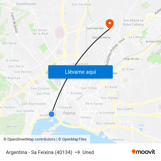 Argentina - Sa Feixina (40134) to Uned map