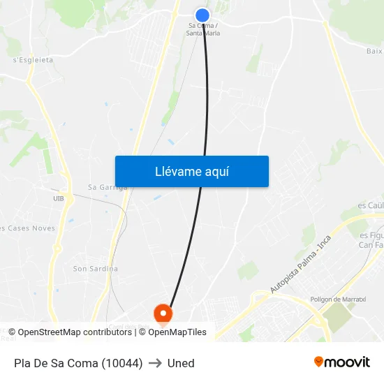 Pla De Sa Coma (10044) to Uned map