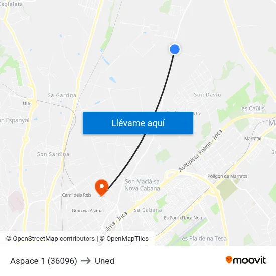 Aspace 1 (36096) to Uned map