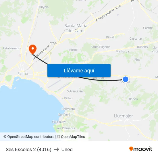 Ses Escoles 2 (4016) to Uned map