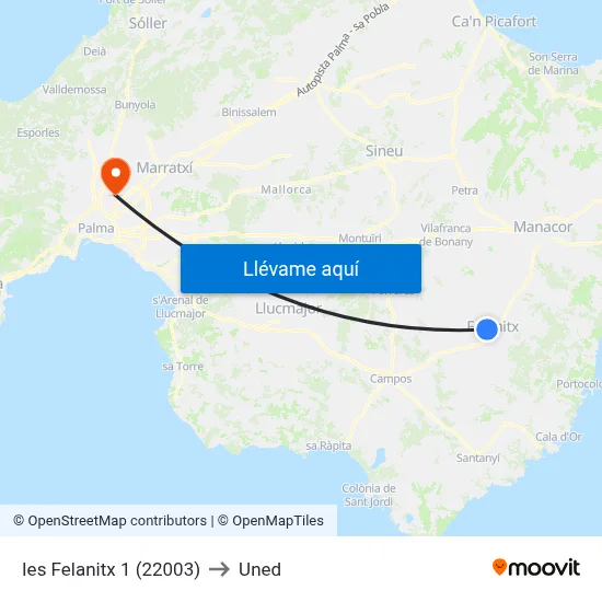 Ies Felanitx 1 (22003) to Uned map