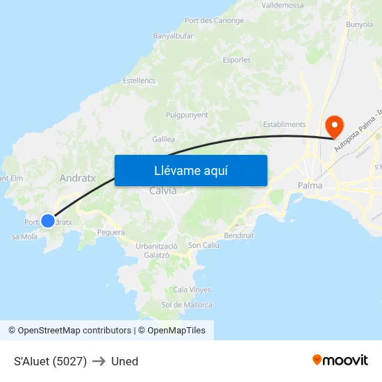 S'Aluet (5027) to Uned map