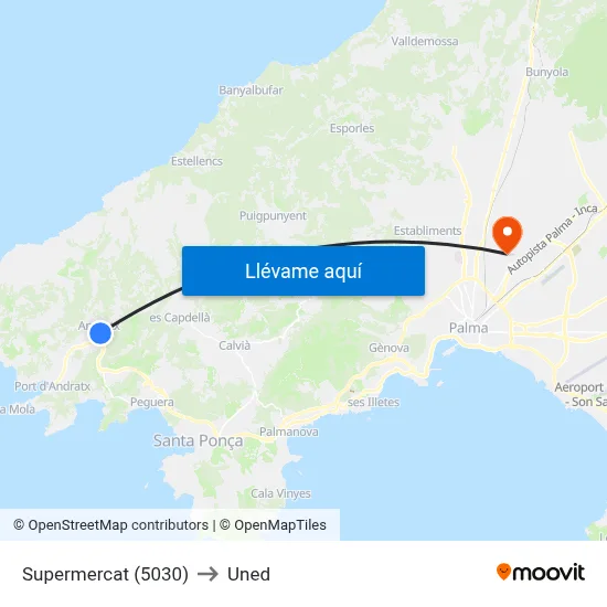 Supermercat (5030) to Uned map