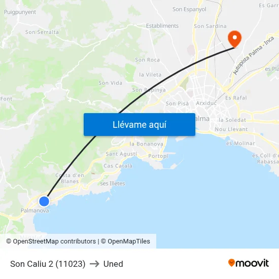 Son Caliu 2 (11023) to Uned map