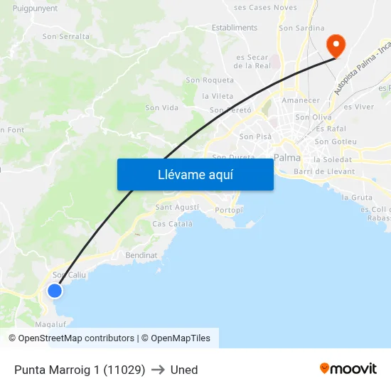 Punta Marroig 1 (11029) to Uned map