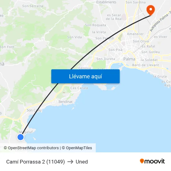 Camí Porrassa 2 (11049) to Uned map