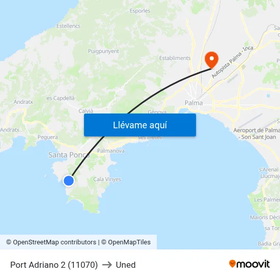Port Adriano 2 (11070) to Uned map
