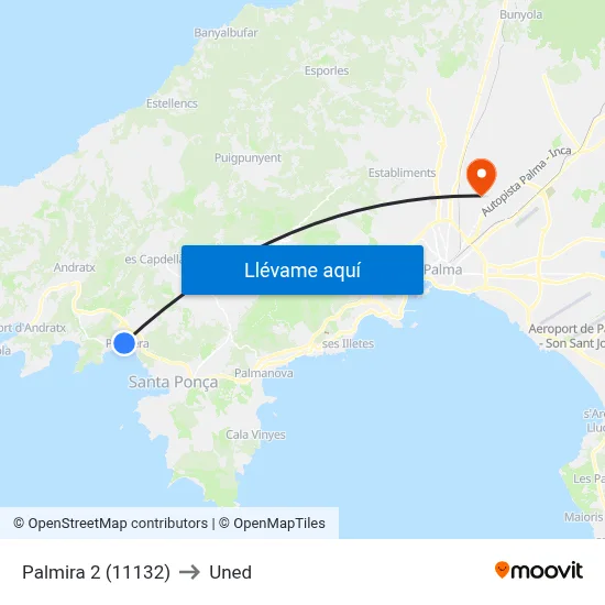 Palmira 2 (11132) to Uned map