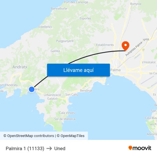 Palmira 1 (11133) to Uned map