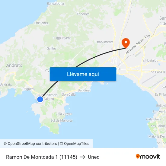 Ramon De Montcada 1 (11145) to Uned map