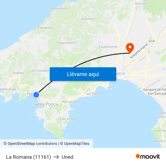 La Romana (11161) to Uned map