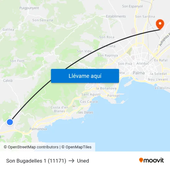 Son Bugadelles 1 (11171) to Uned map
