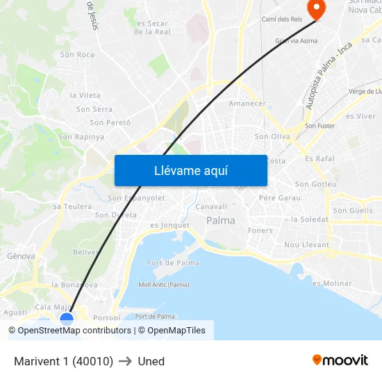Marivent 1 (40010) to Uned map