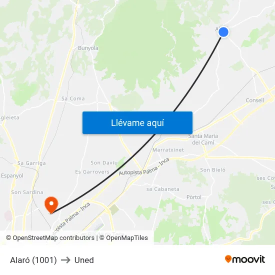 Alaró (1001) to Uned map