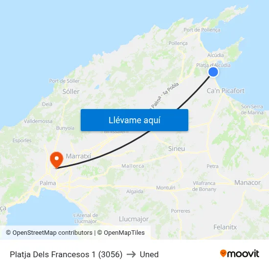 Platja Dels Francesos 1 (3056) to Uned map