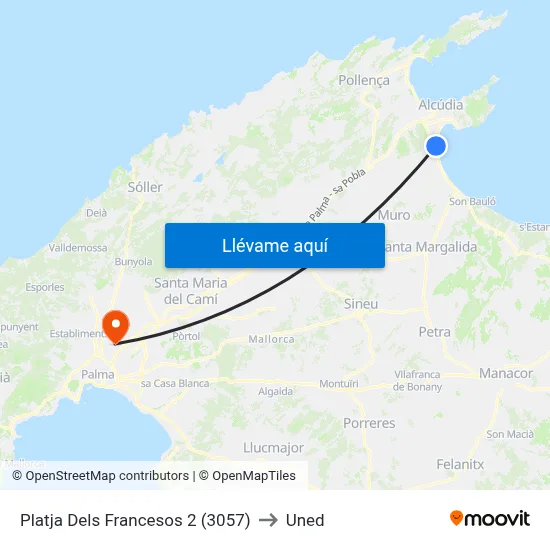 Platja Dels Francesos 2 (3057) to Uned map