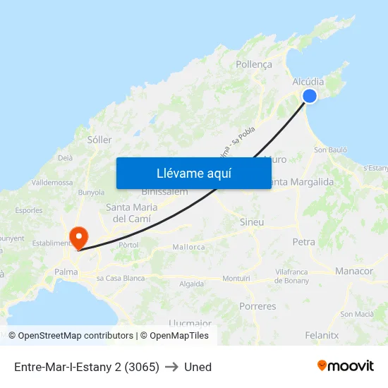 Entre-Mar-I-Estany 2 (3065) to Uned map