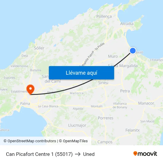 Can Picafort Centre 1 (55017) to Uned map