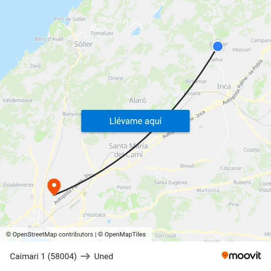 Caimari 1 (58004) to Uned map