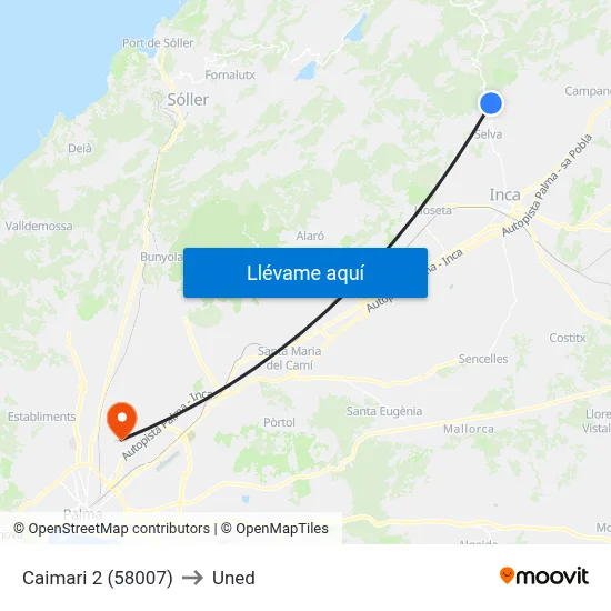Caimari 2 (58007) to Uned map