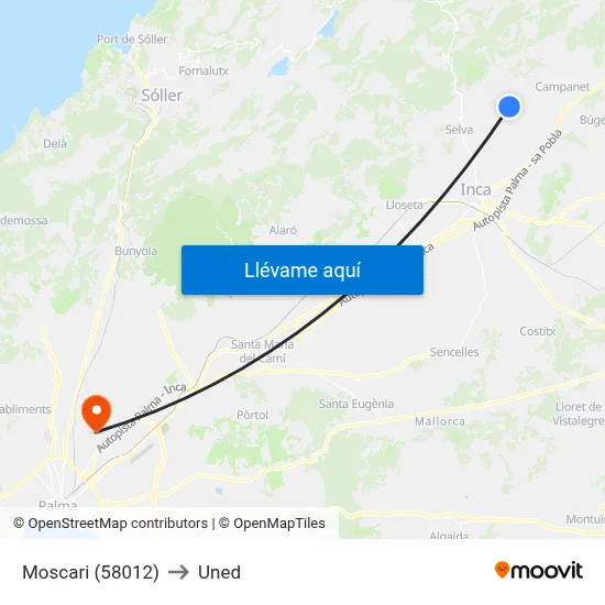 Moscari (58012) to Uned map