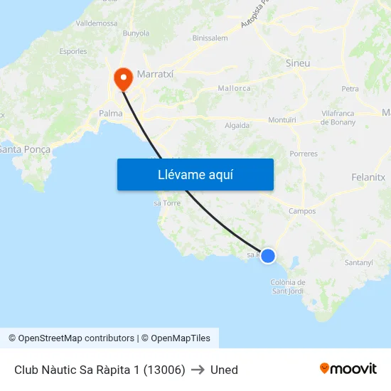 Club Nàutic Sa Ràpita 1 (13006) to Uned map