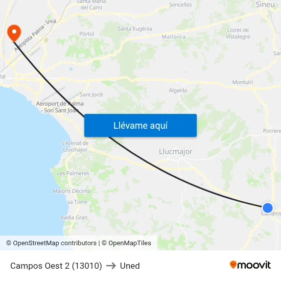Campos Oest 2 (13010) to Uned map