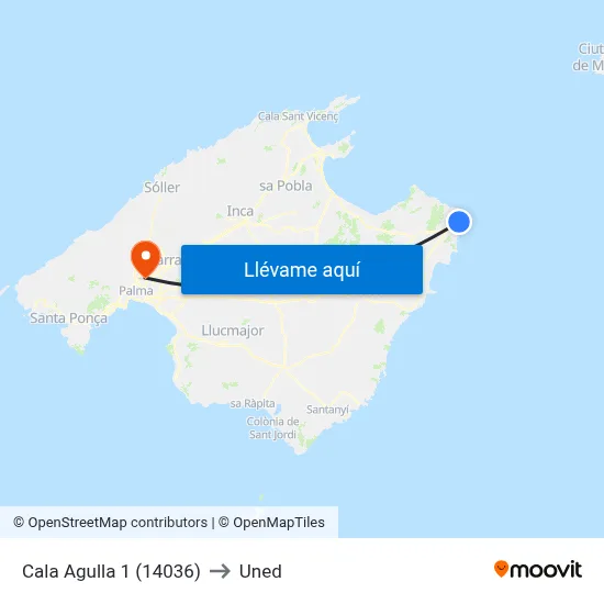 Cala Agulla 1 (14036) to Uned map
