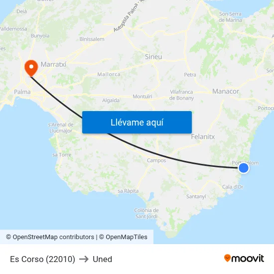 Es Corso (22010) to Uned map