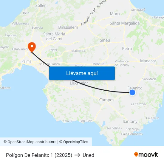 Polígon De Felanitx 1 (22025) to Uned map
